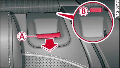 Backrest: Release lever and safety knob